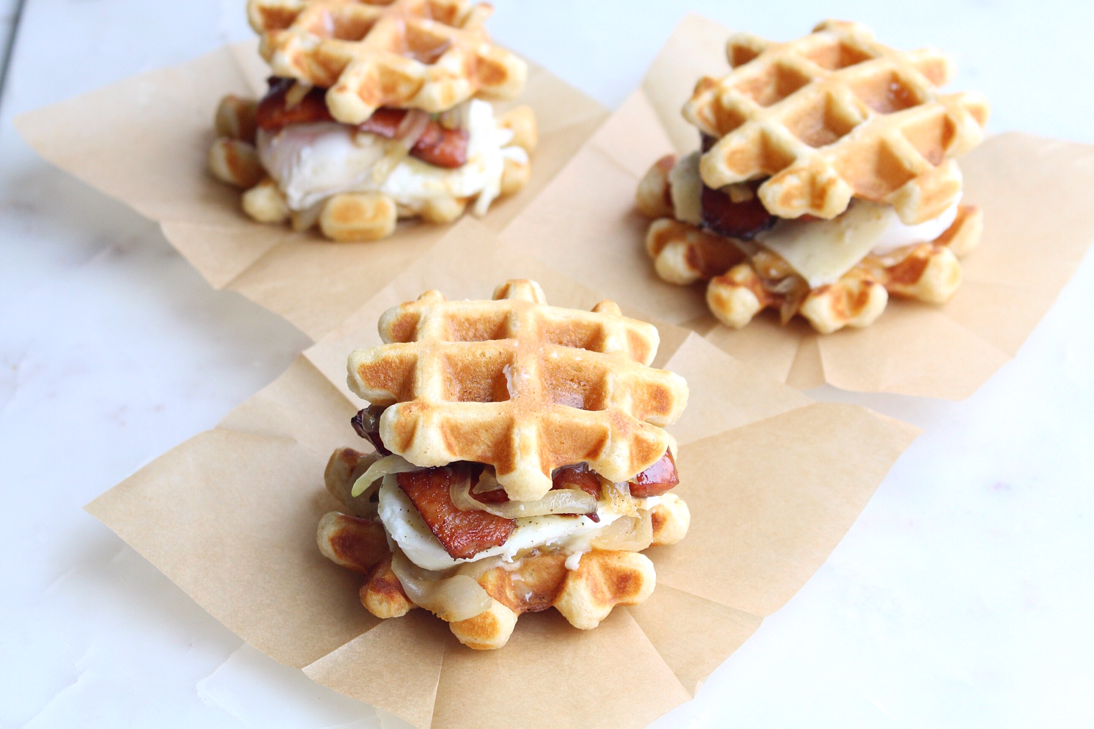 Mini Waffle Breakfast Sandwiches - The Sweet and Simple Kitchen