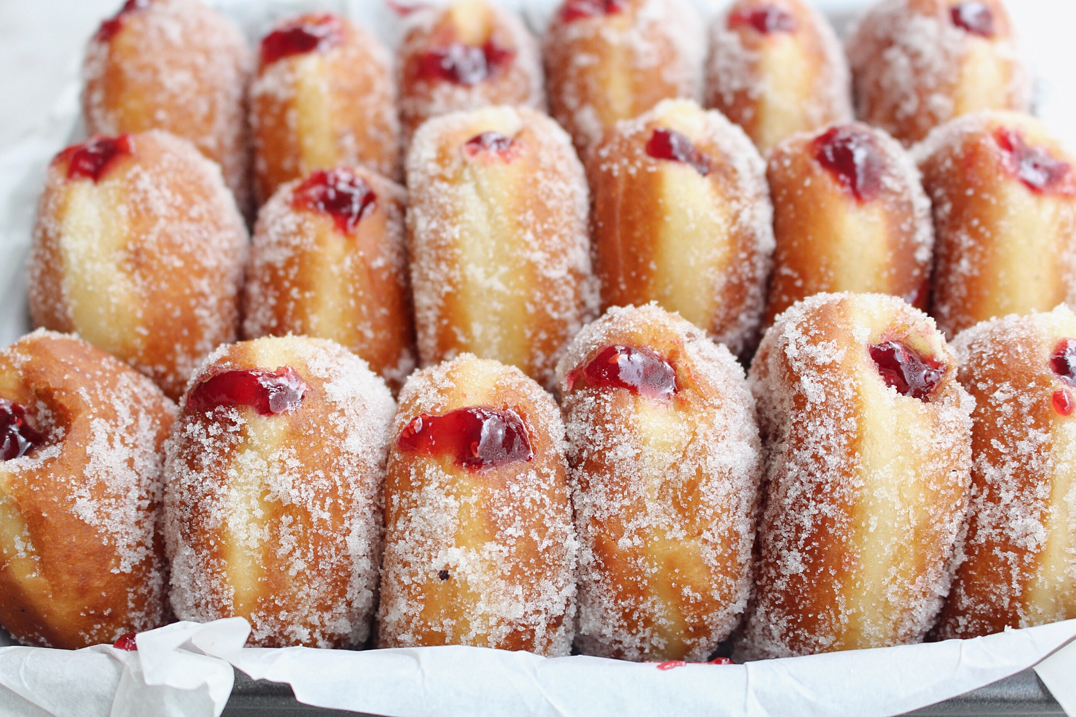 Raspberry jelly filled donuts