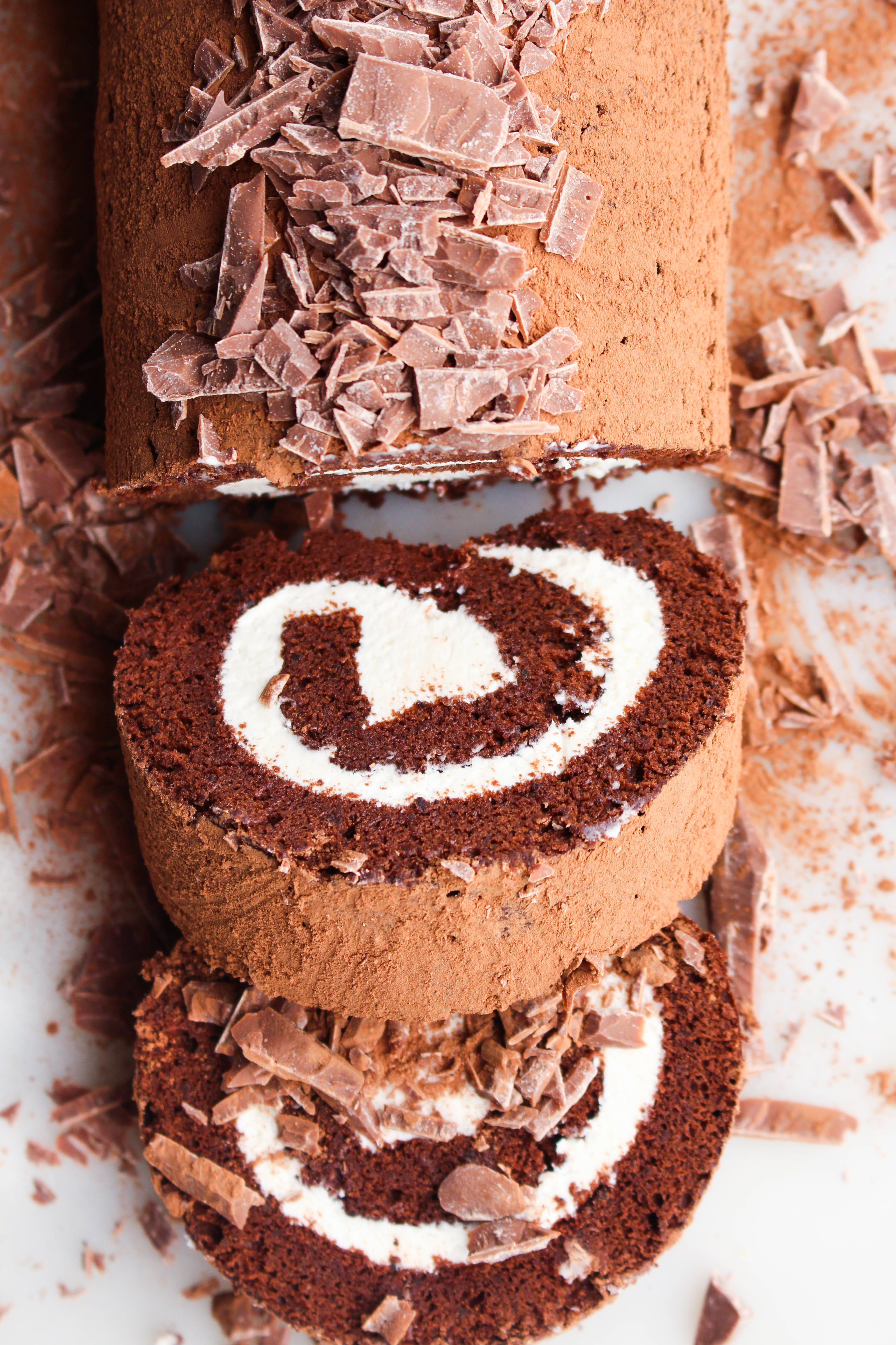 Chocolate Roll Cake with Marshmallow Fluff Filling