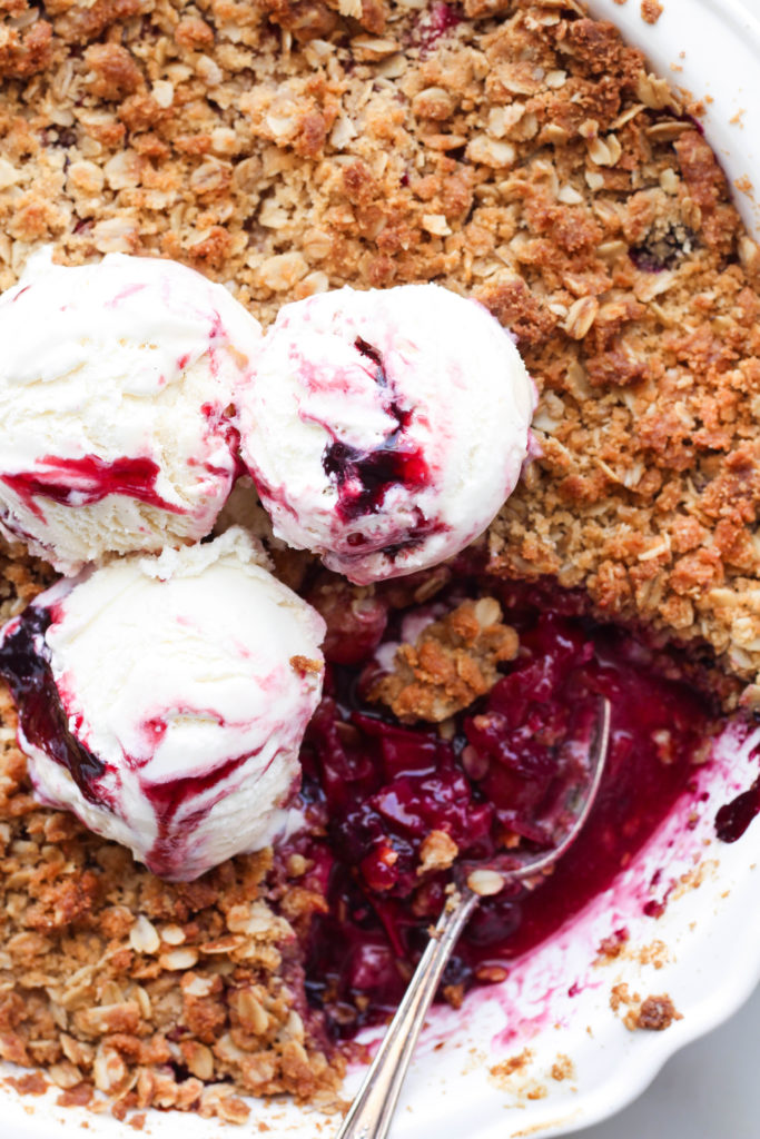 Bluebarb (Blueberry & Rhubarb) Crisp - The Sweet and Simple Kitchen