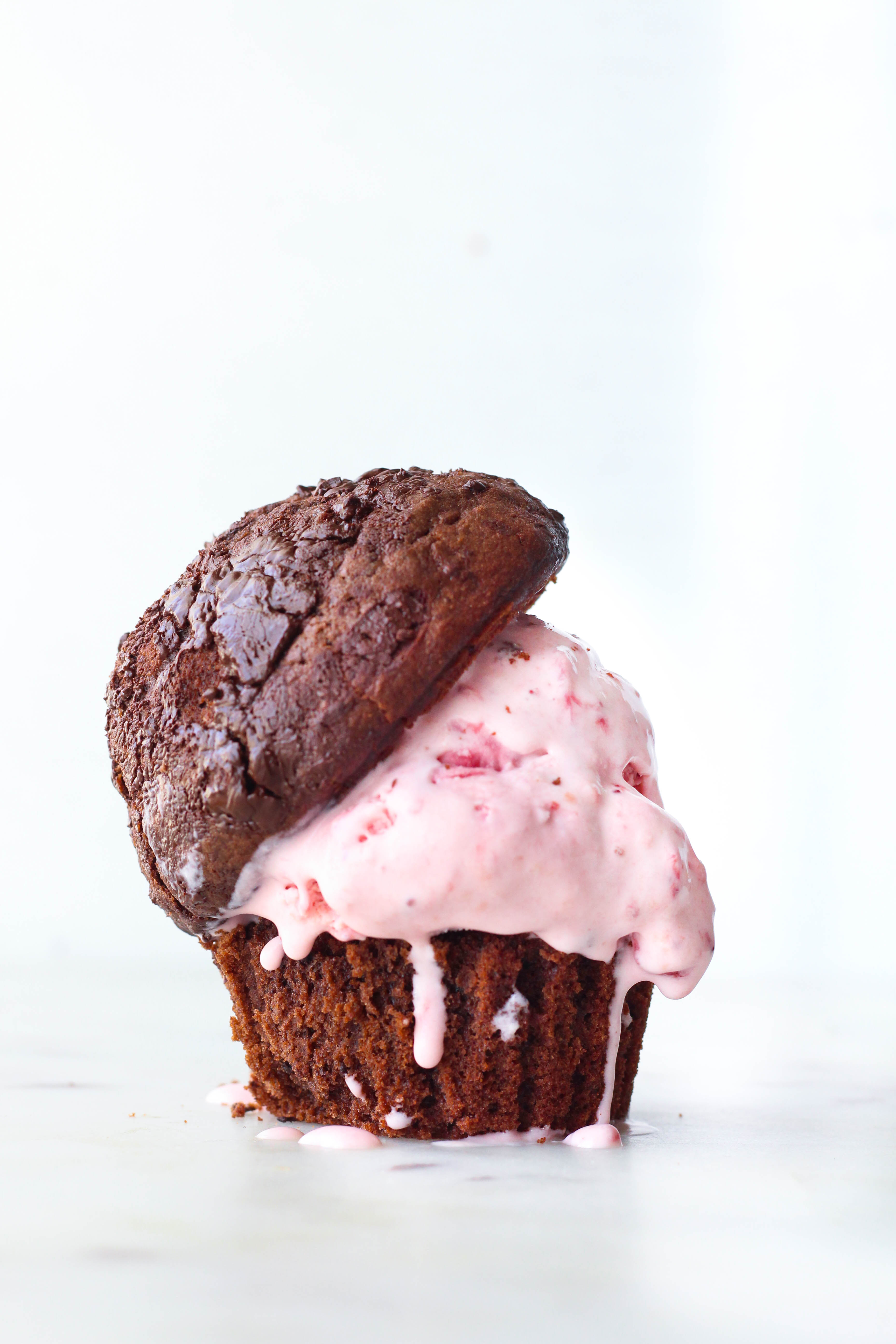 Double Chocolate Muffins with Strawberry Ice Cream - The Sweet and ...