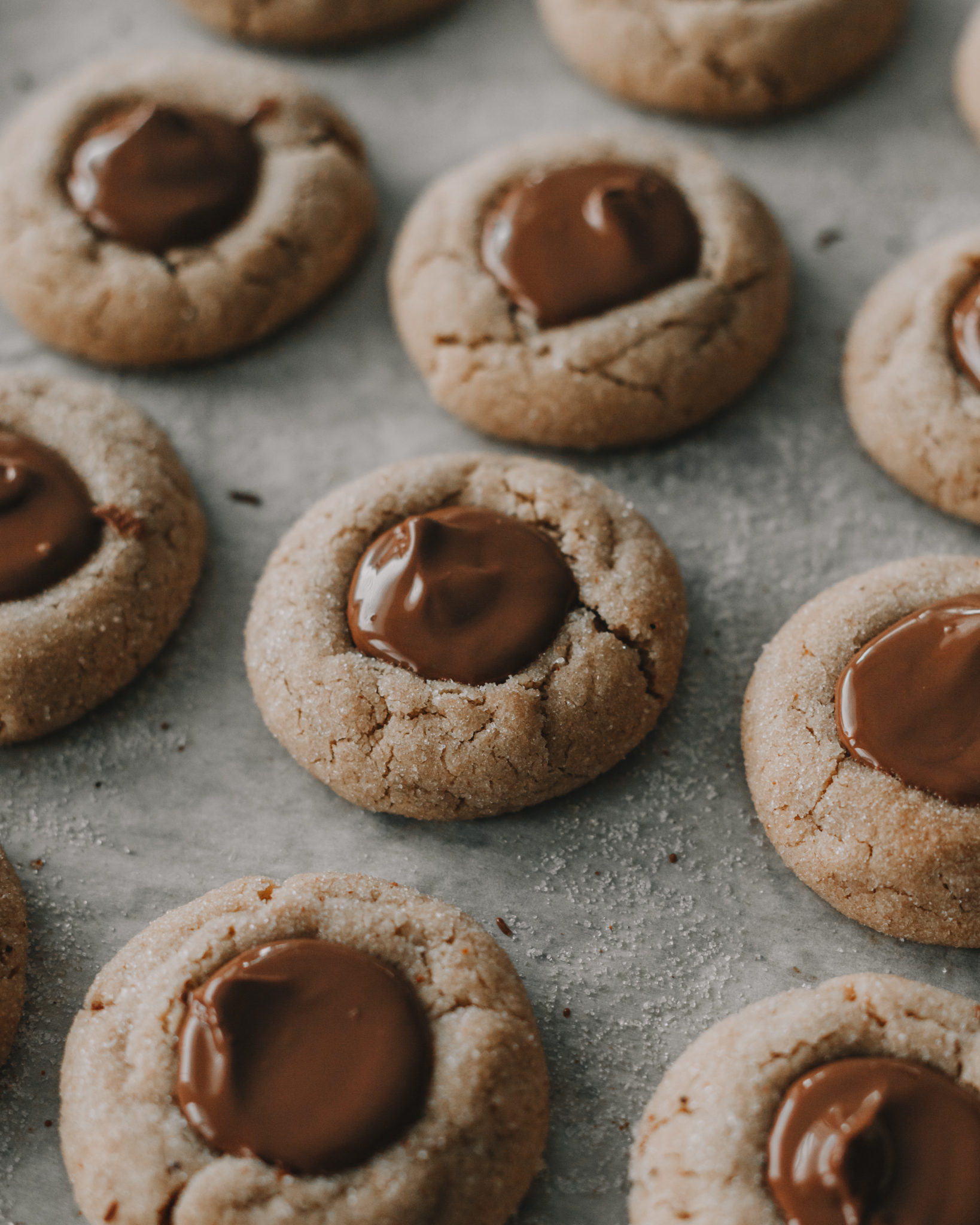 Milk Chocolate Peanut Butter Toffee Thumbprint Cookies - The Sweet and ...