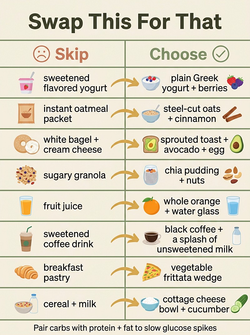 Diabetic Breakfast Swap Chart