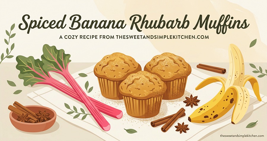 Spiced Banana Rhubarb Muffins Recipe