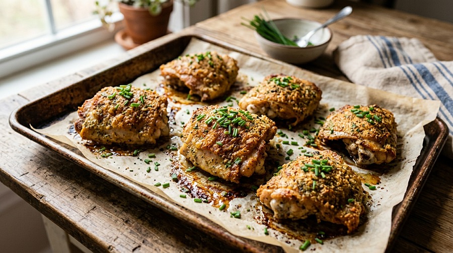 Baked Crispy Ranch Thighs (5 Ingredients)