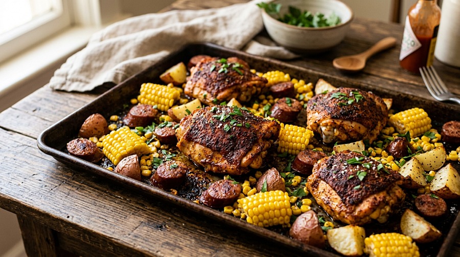 Cajun Chicken with Andouille and Corn