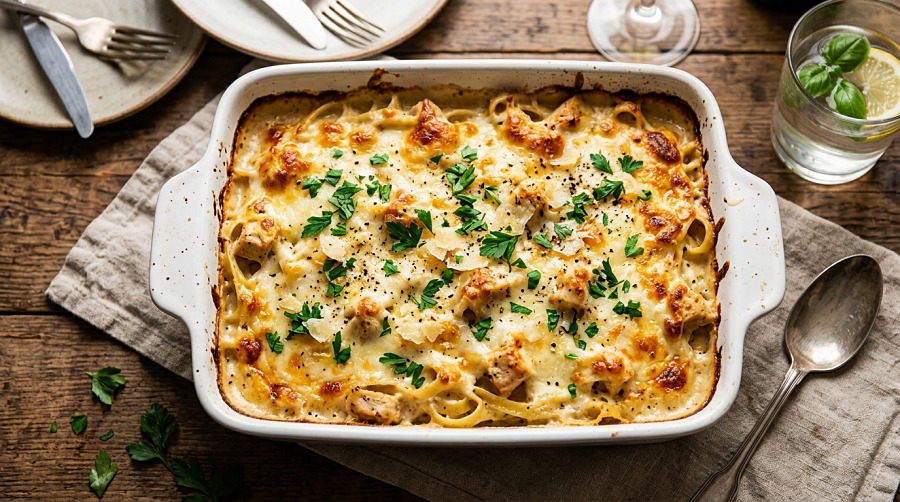 Chicken Alfredo Bake