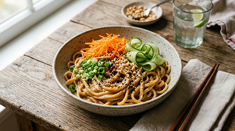 Cold Sesame Peanut Noodle Bowl