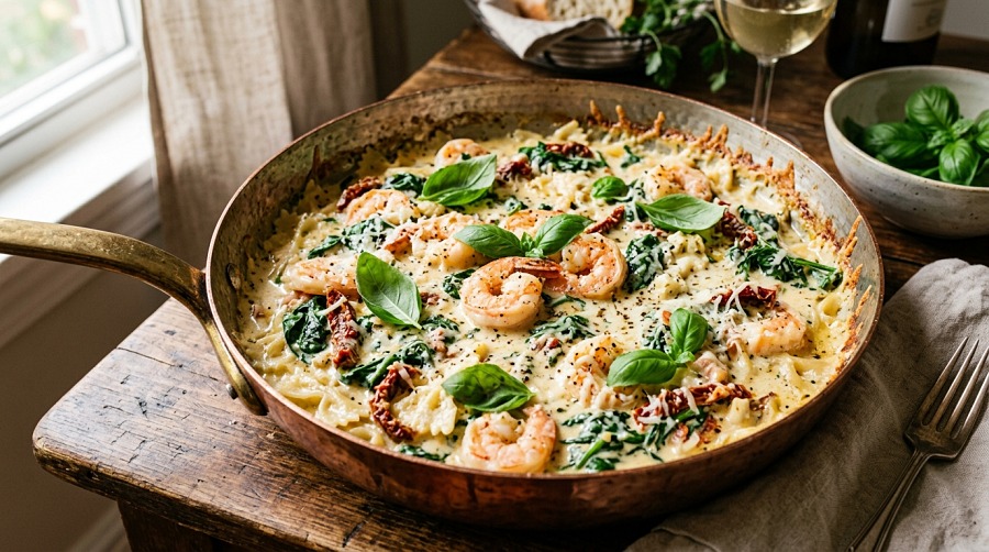 Creamy Tuscan Shrimp (25 Minutes)
