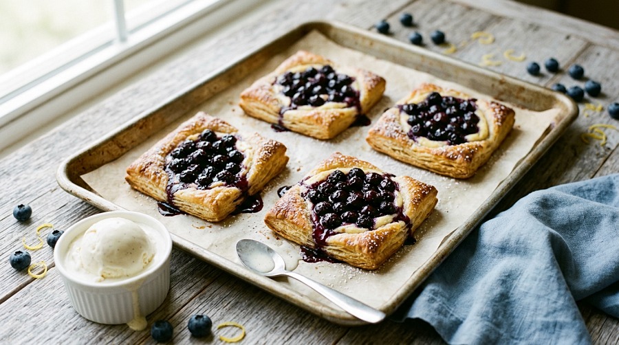 Easy Blueberries and Cream Pastry Puffs Recipe