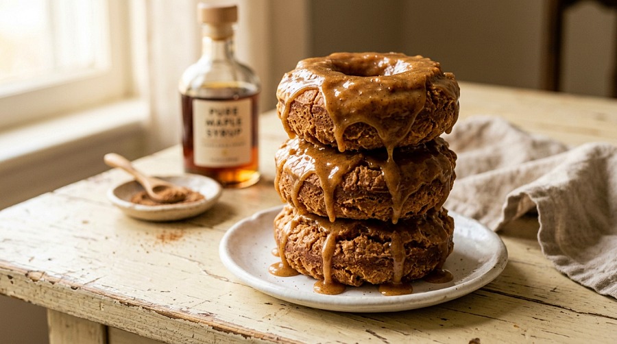 Easy Sour Cream Cake Donuts Recipe with Maple Brown Butter Glaze