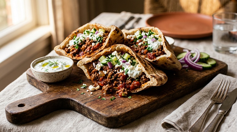 Greek Beef Pita Pockets