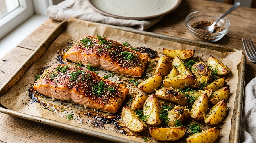 Greek Salmon with Lemon Potatoes