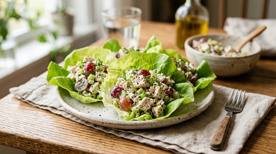 Greek Yogurt Chicken Salad Lettuce Wraps