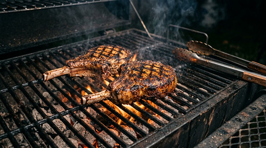 Grilled BBQ Pork Chops with Dry Rub