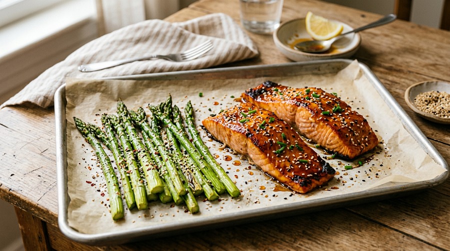 Honey Garlic Salmon with Asparagus