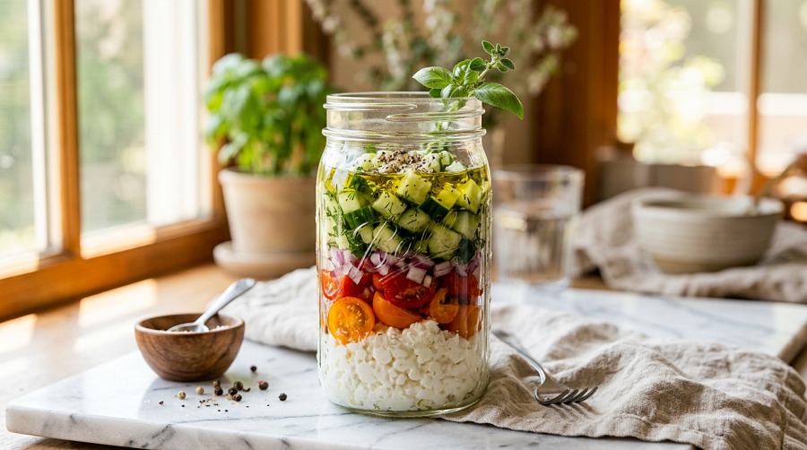 Layered Cottage Cheese Snack Jars