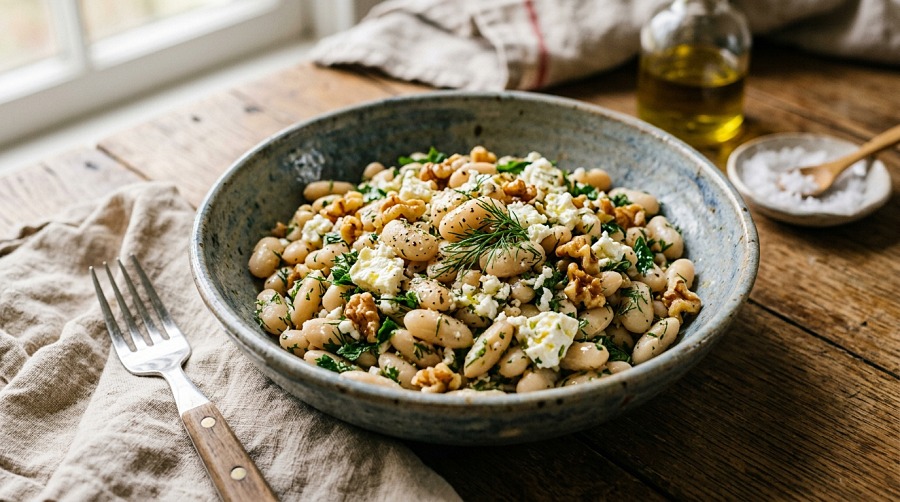 Lemon-Garlic White Bean & Feta Salad