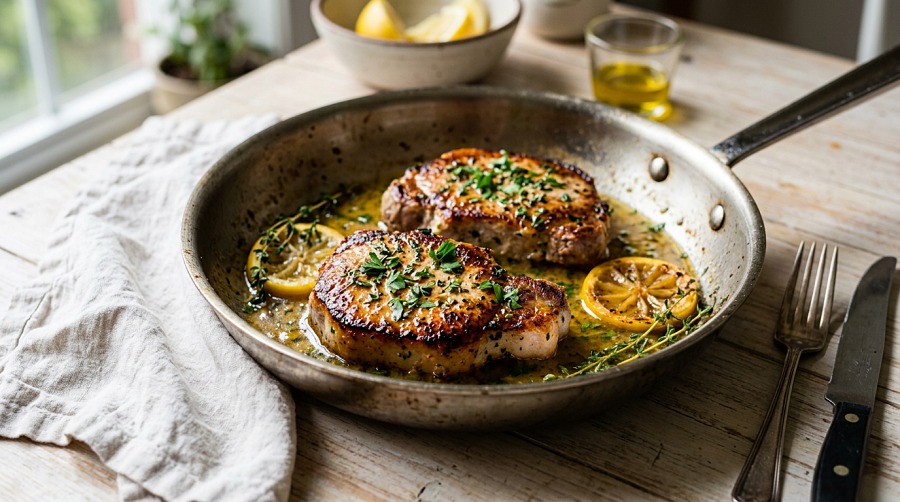 Lemon Herb Pan-Seared Pork Chops