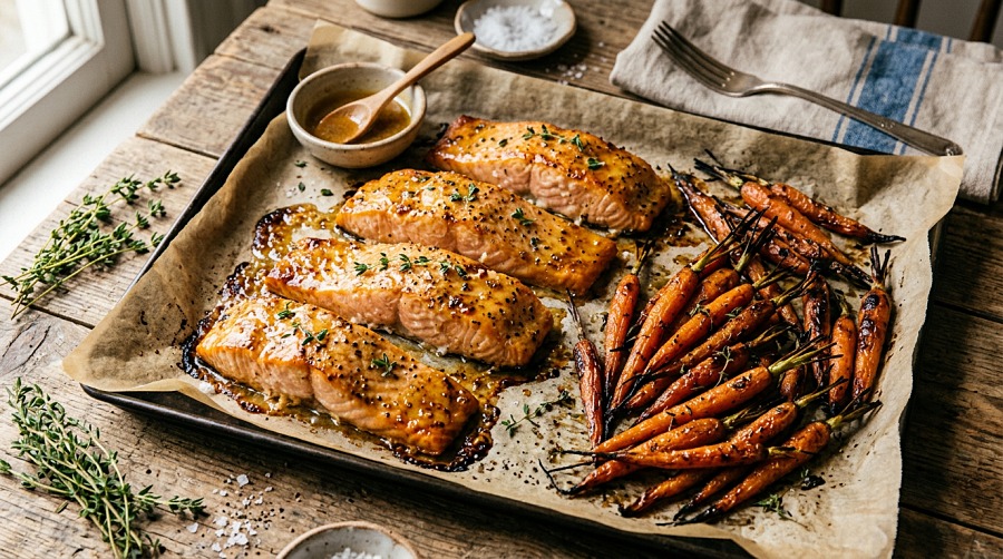 Maple Dijon Salmon with Carrots