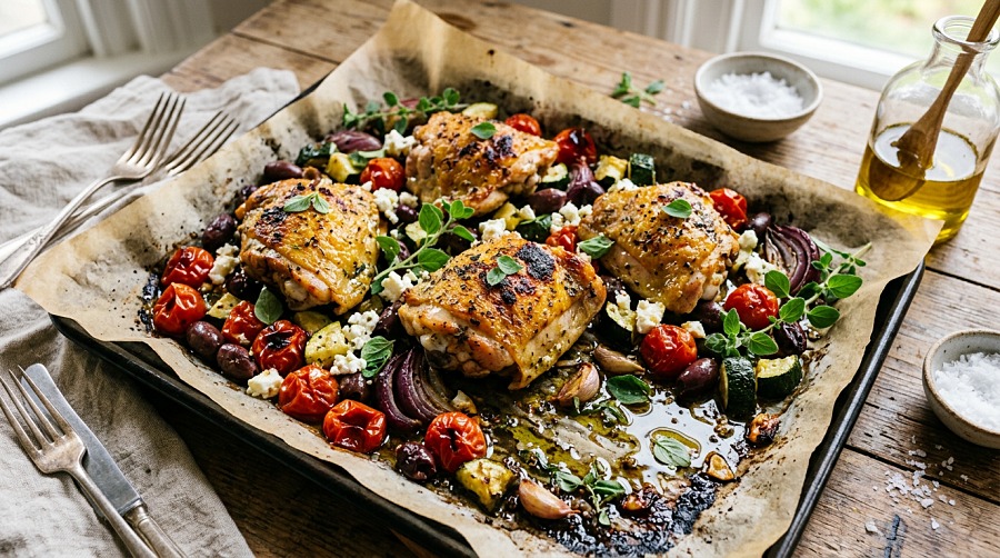 Mediterranean Chicken Thighs with Feta