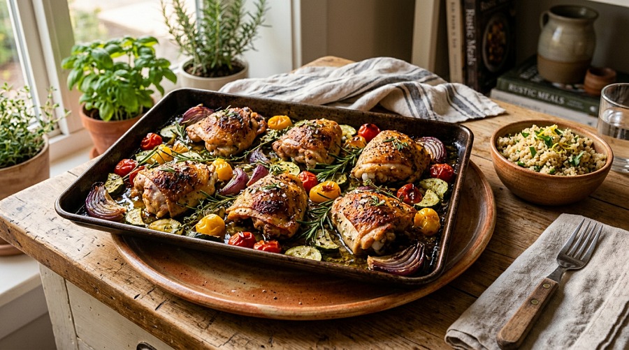 One-Pan Lemon Herb Chicken with Roasted Vegetables