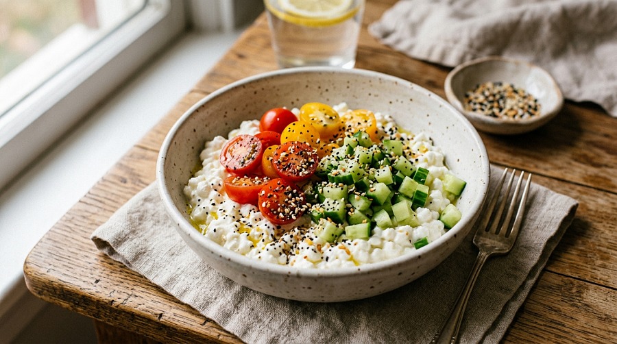 Savory Cottage Cheese Bowl