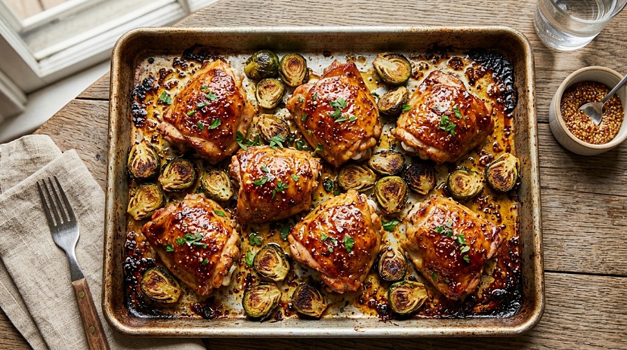 Sheet Pan Honey Mustard Chicken & Brussels Sprouts