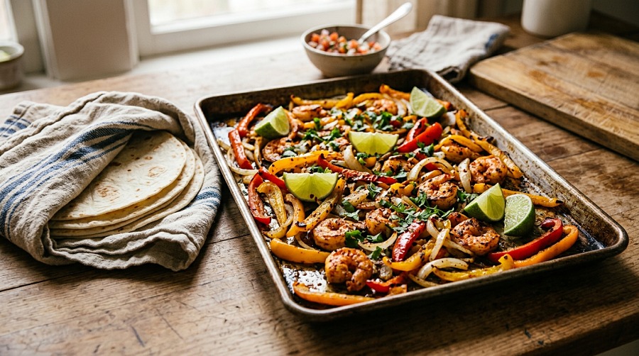 Sheet Pan Shrimp Fajitas (25 Minutes)