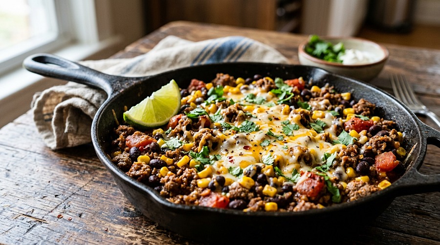 Southwest Beef and Beans Skillet