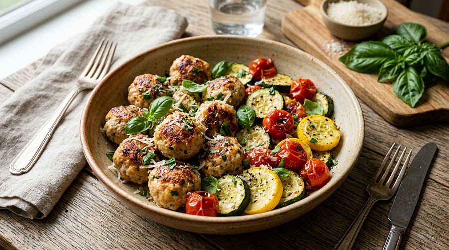 Turkey Meatballs with Summer Vegetables