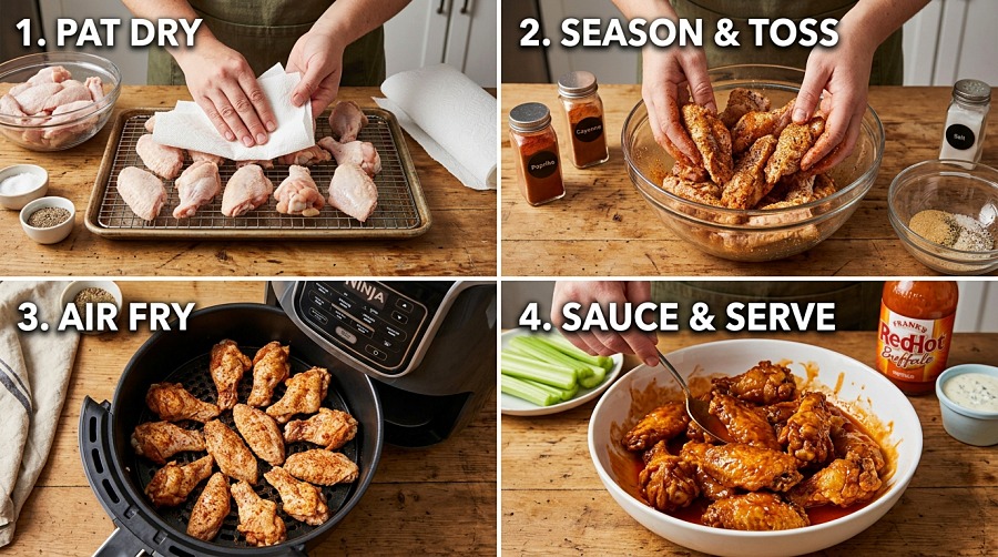 How to Make Air Fryer Chicken Wings (Step-by-Step)