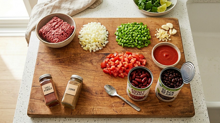 Ingredients for Easy Slow Cooker Chili