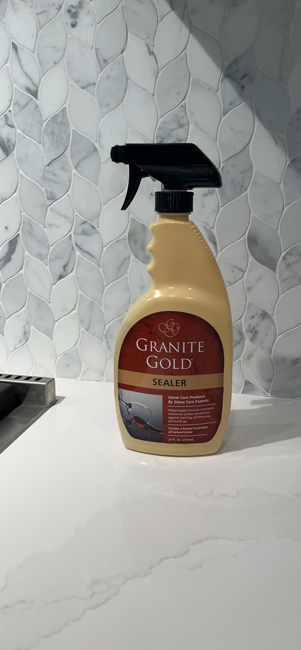Granite Gold Granite Sealer for Natural Stone, 24 oz Spray | Water-Based Sealant Repels Stains & Etching on Granite, Marble and Travertine - Food-Prep Area Safe customer photo 1