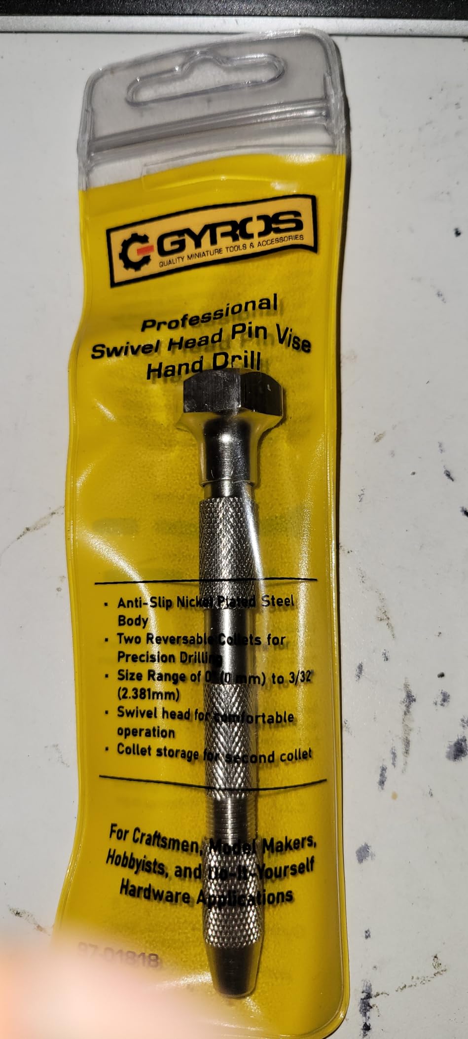 GYROS Swivel Head Pin Vise Hand Drill, 0