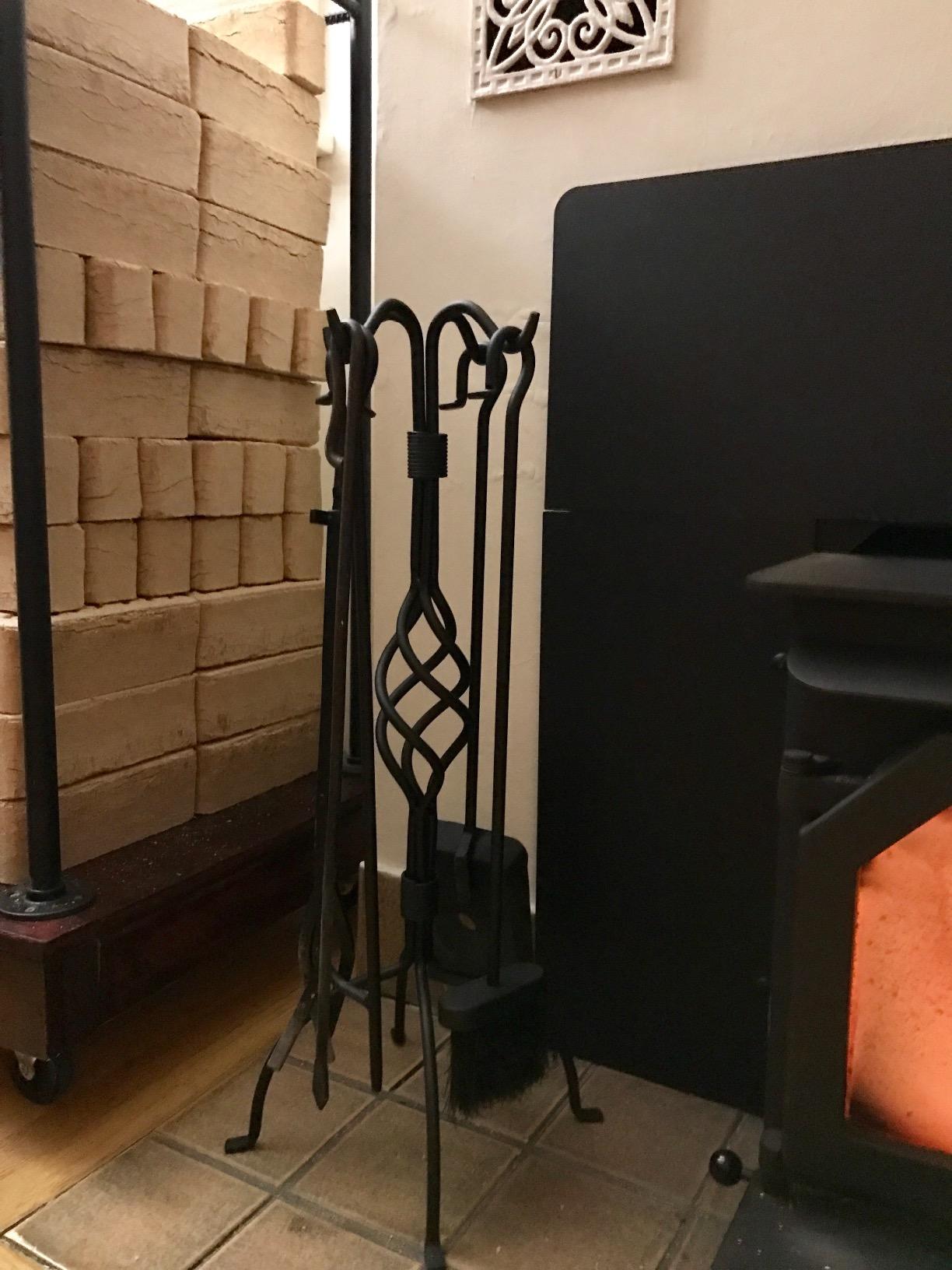 UniFlame 5-Piece Black Wrought Iron Fireplace Tools Set with Center Weave customer photo 1