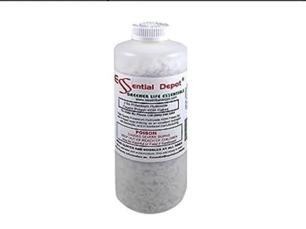 Essential Depot Potassium Hydroxide Flakes KOH, 2 lbs Caustic Potash Anhydrous KOH Dry Electrolyte - HDPE Container with Resealable Child Resistant Cap customer photo 2