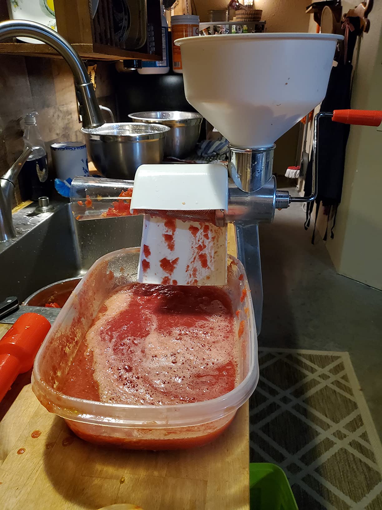 Johnny Apple Sauce Maker, Tomato Sauce Maker, Remove Skins & Seeds From Produce, Model 250 Clamp Based Food Strainer (Basic Strainer) customer photo 2