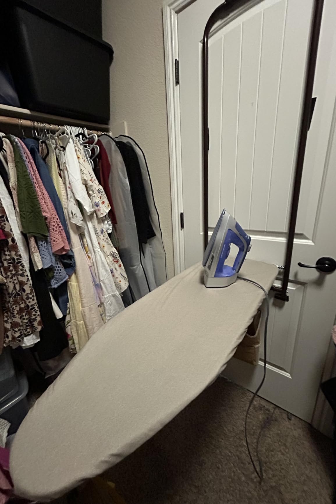Household Essentials 144222 Over The Door Small Ironing Board with Iron Holder, Natural Cotton Cover Silver customer photo 1