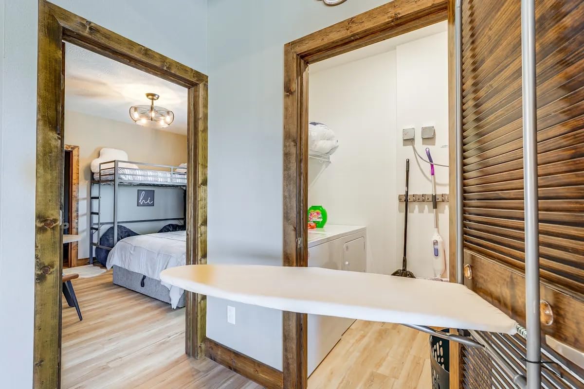Household Essentials 144222 Over The Door Small Ironing Board with Iron Holder, Natural Cotton Cover Silver customer photo 2