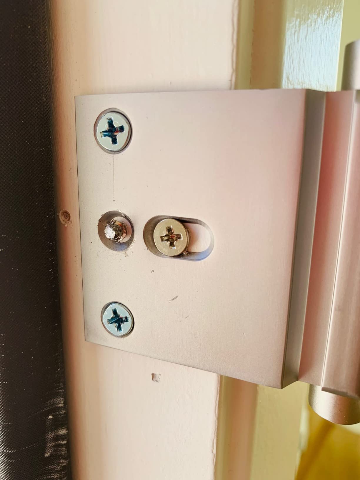 Prime-Line U 10827 Door Reinforcement Lock - Add Extra, High Security to your Home and Prevent Unauthorized Entry - 3 In. Stop, Aluminum Construction, Satin Nickel (Single Pack) customer photo 2