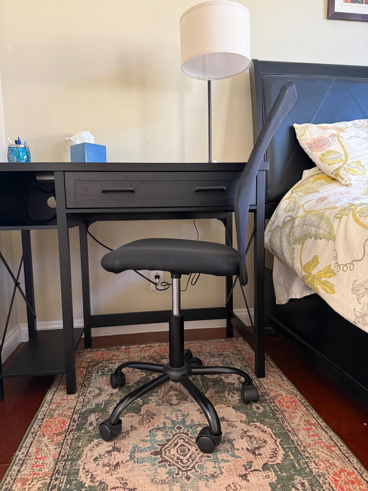 BestOffice | Armless Office Chair | Black | with Lumbar Support | Ergonomic Computer Chair with Height Adjustment, 360 Swivel, High Density Cushion & Rotatable Wheels | For Home, Office customer photo 1