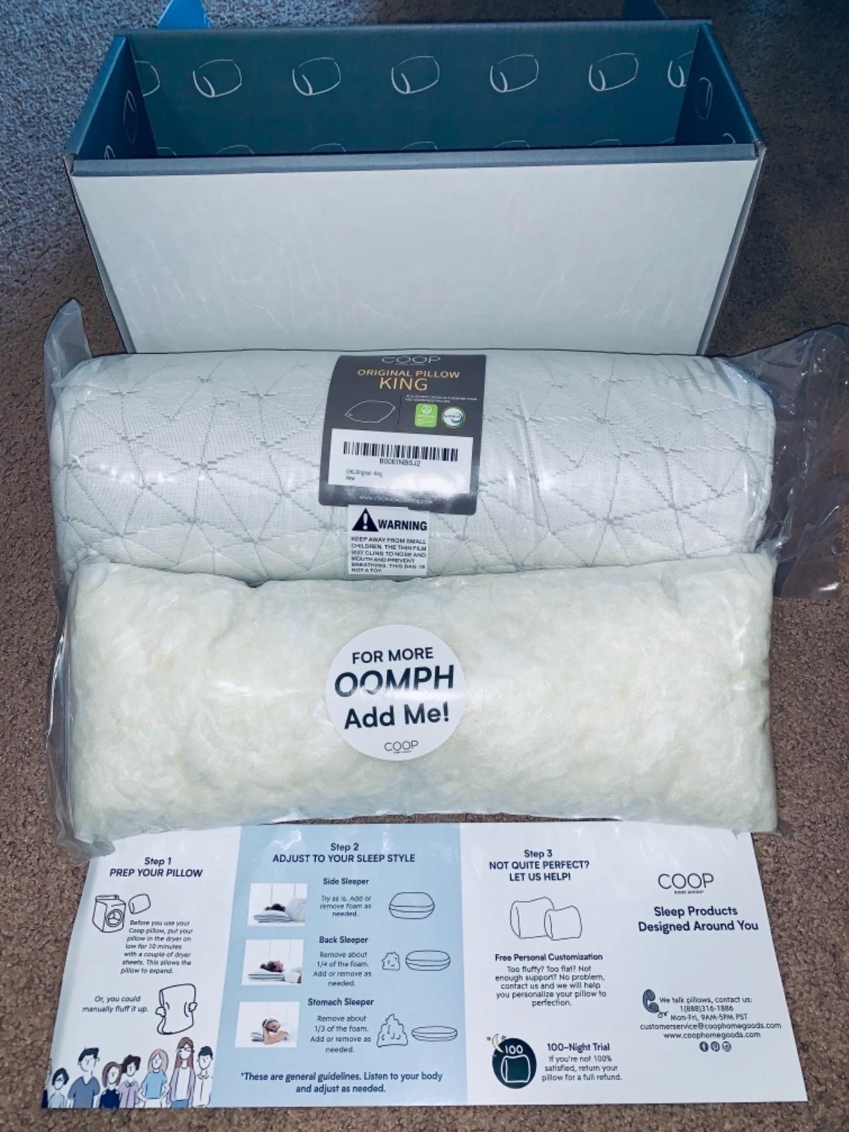 Coop Home Goods Original Adjustable Pillow, Queen Size Bed Pillow for Sleeping, Cross Cut Memory Foam Pillow - Medium Firm Back, Stomach and Side Sleeper Pillow, CertiPUR-US/GREENGUARD Gold customer photo 2
