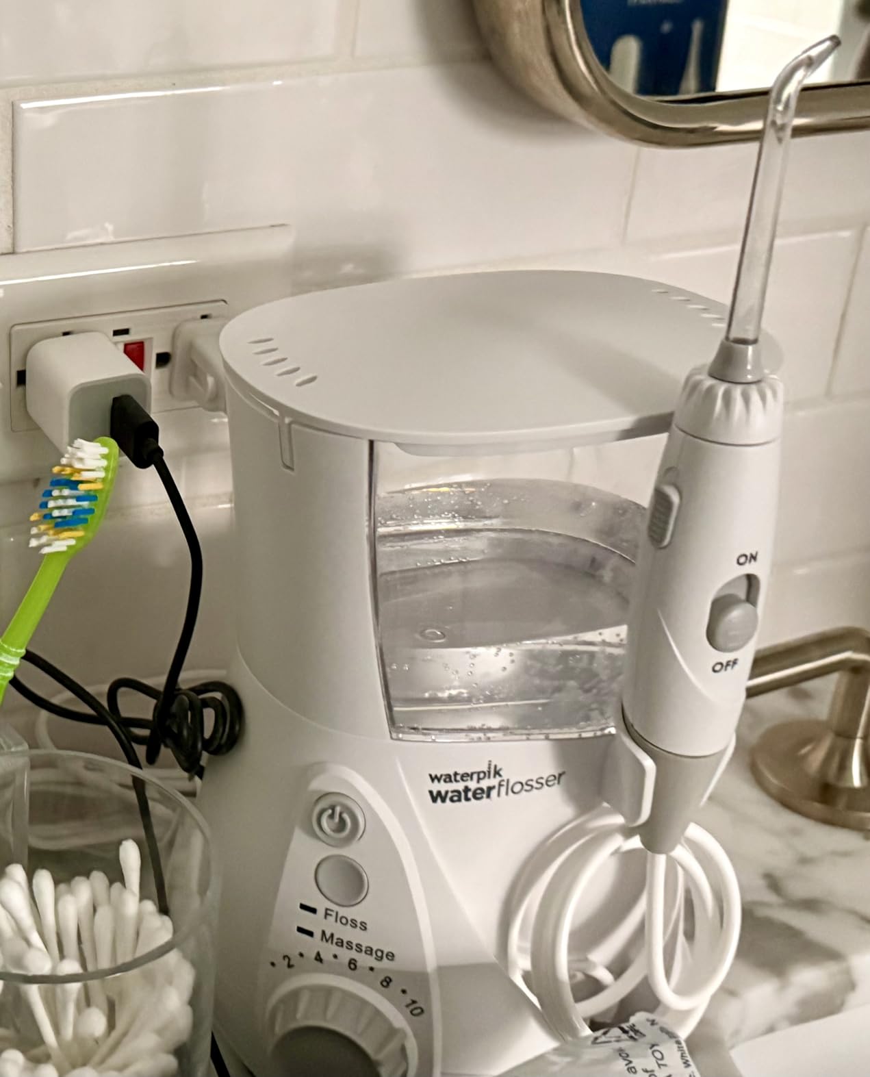 Waterpik Aquarius Countertop Water Flosser with 10 Settings, 7 Tips, White | For Daily Home Gum Health, Dental Braces, Implants, Teeth Cleaning, Multiple Users, ADA Accepted WP-660 customer photo 2