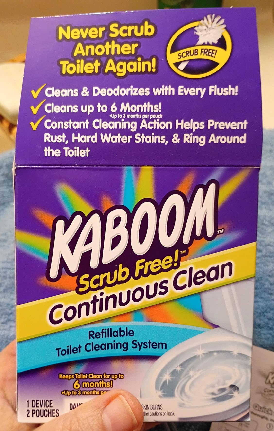 Kaboom Scrub Free! Toilet Bowl Cleaner System with 2 Refills | Continuous Toilet Bowl Cleaner, Scrub Free, Safe for Septic Systems customer photo 1
