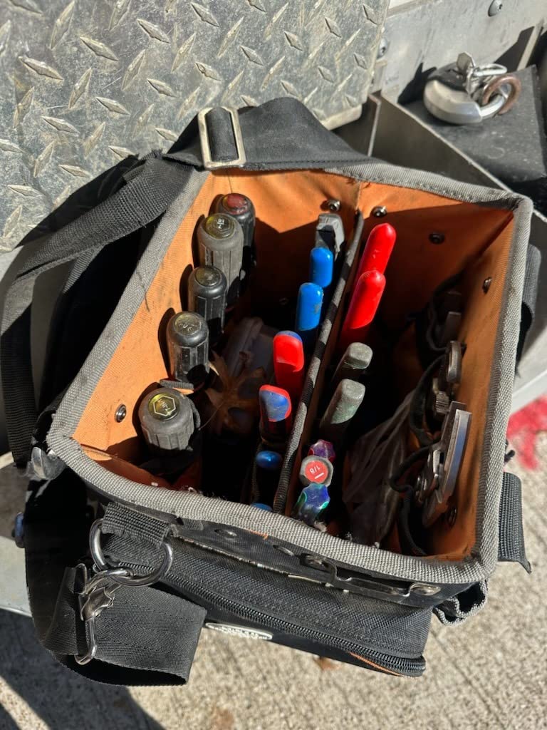 Klein Tools 5541610-14 Tool Bag with Shoulder Strap Has 40 Pockets for Tool Storage and Orange Interior customer photo 2