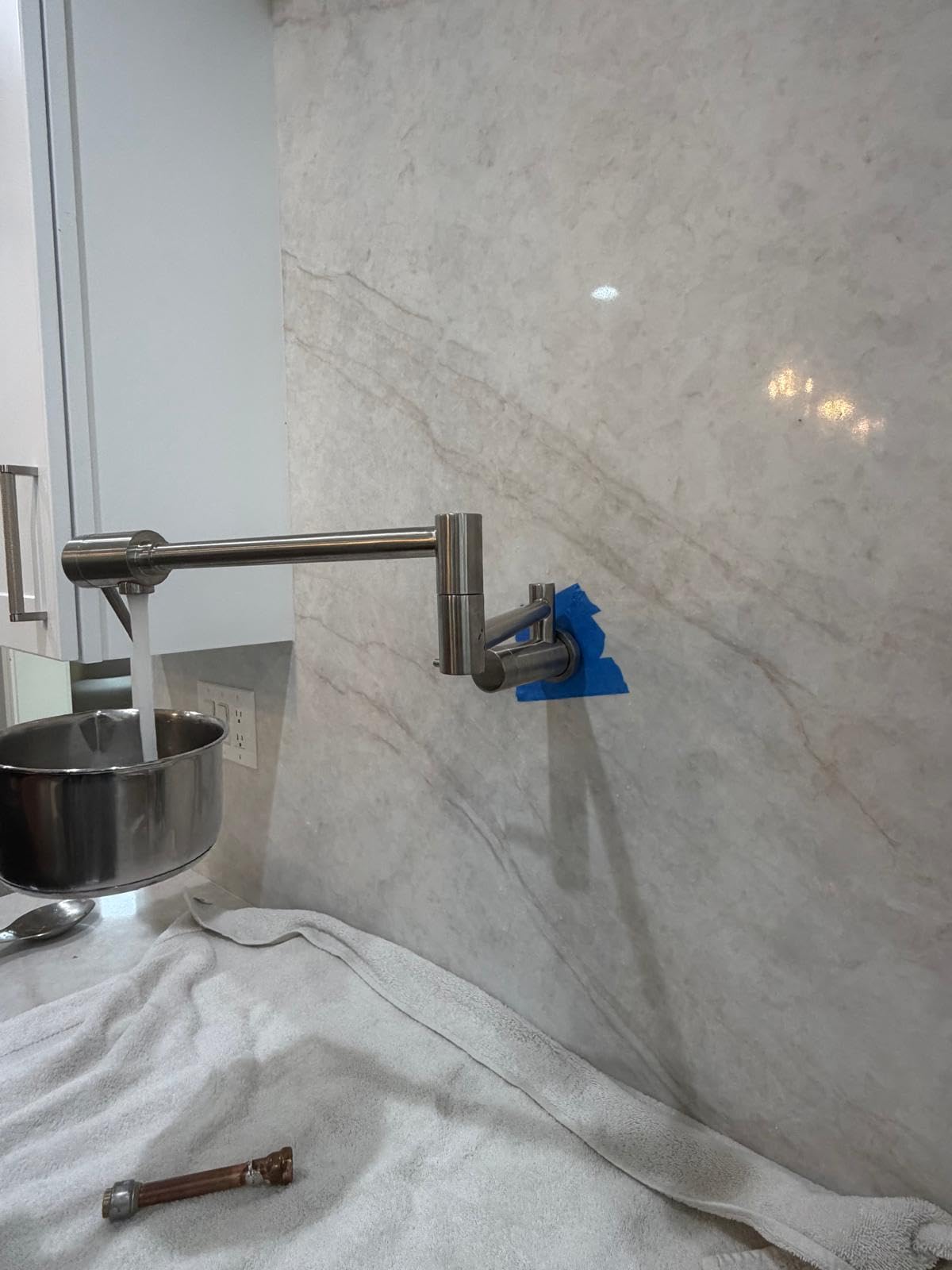 Delta Brushed Nickel Modern Pot Filler Kitchen Faucet, Wall Mount Kitchen Faucet, Stainless 1165LF-SS customer photo 2