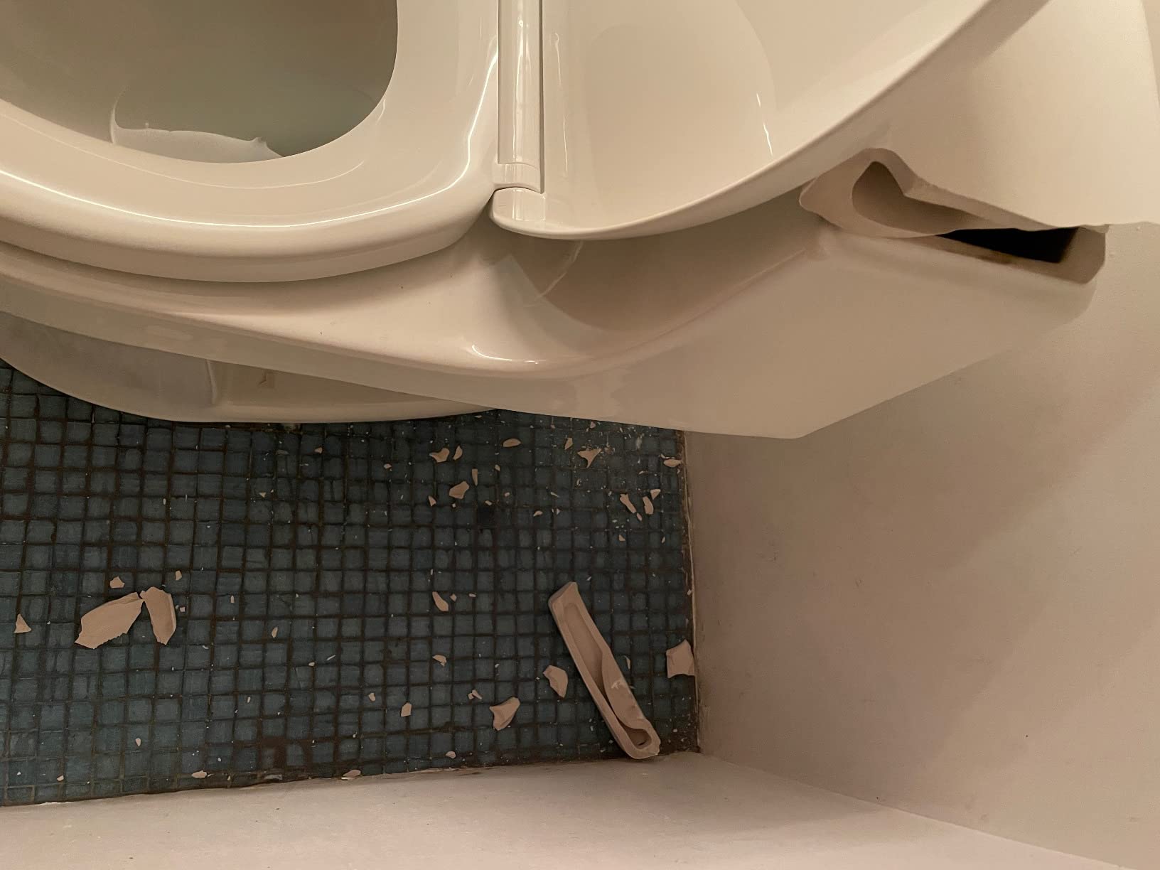 KOHLER K-4007-0 San Souci One-Piece Round-Front Toilet with Left-Hand Trip Lever, Includes Reveal Quiet-Close Toilet Seat, 1.28 GPF, White customer photo 1