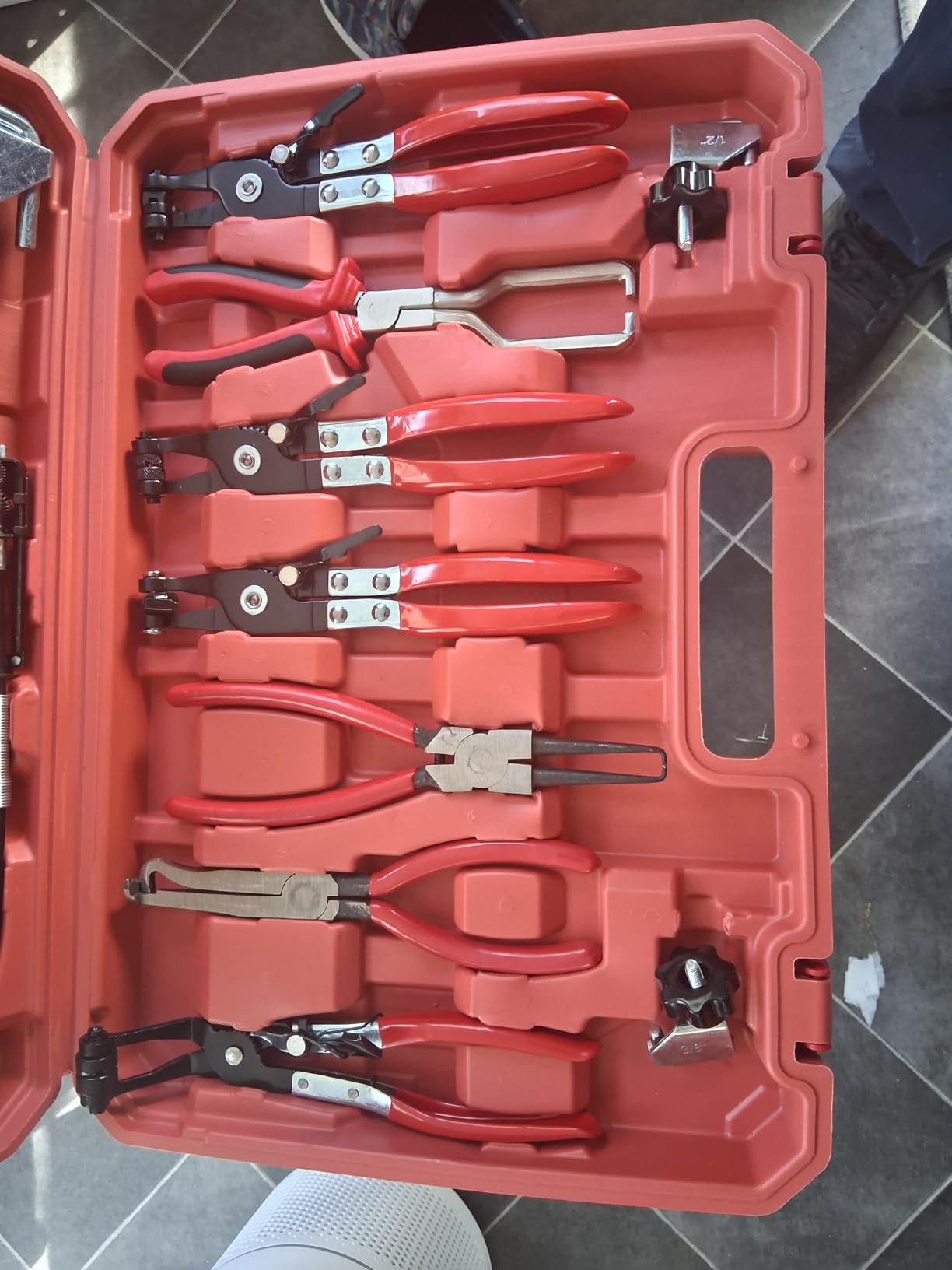 BETOOLL 9pc Hose Clamp Pliers, Professional Automotive with Flexible Wire Long Reach, Clic R Type Swivel Jaw and Flat Band Pliers for Coolant Radiator Heater/Water Hose (Red) customer photo 2