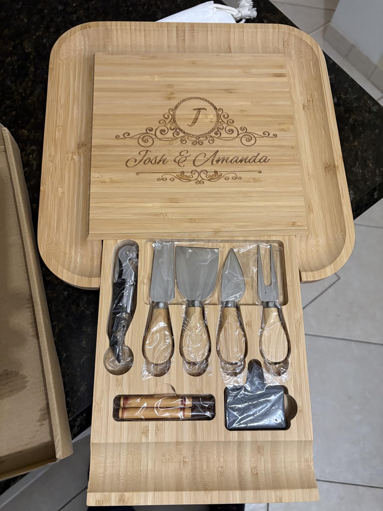 Charcuterie Boards Gift Set, Bamboo Cheese Board with Serving Accessories | House Warming Gifts New Home, Birthday Gifts for Women, Gifts for Men and Mom, Wedding, Bridal Shower, Anniversary Present customer photo 1